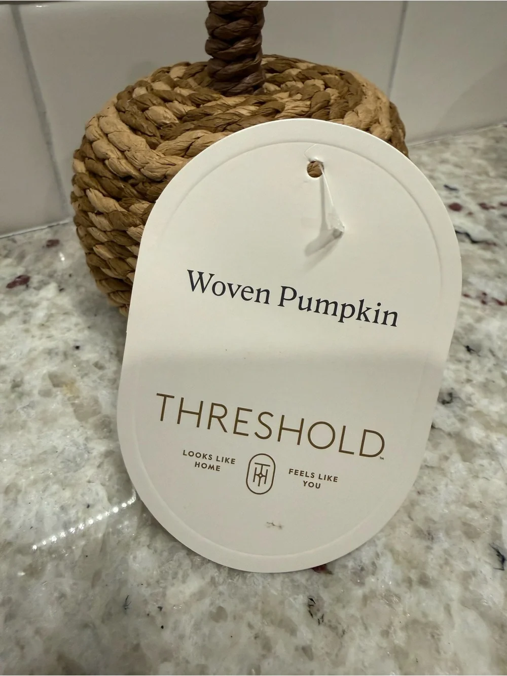 3/$15* Threshold Fall Decor: Small Natural Woven Pumpkin Brown and Cream NWT